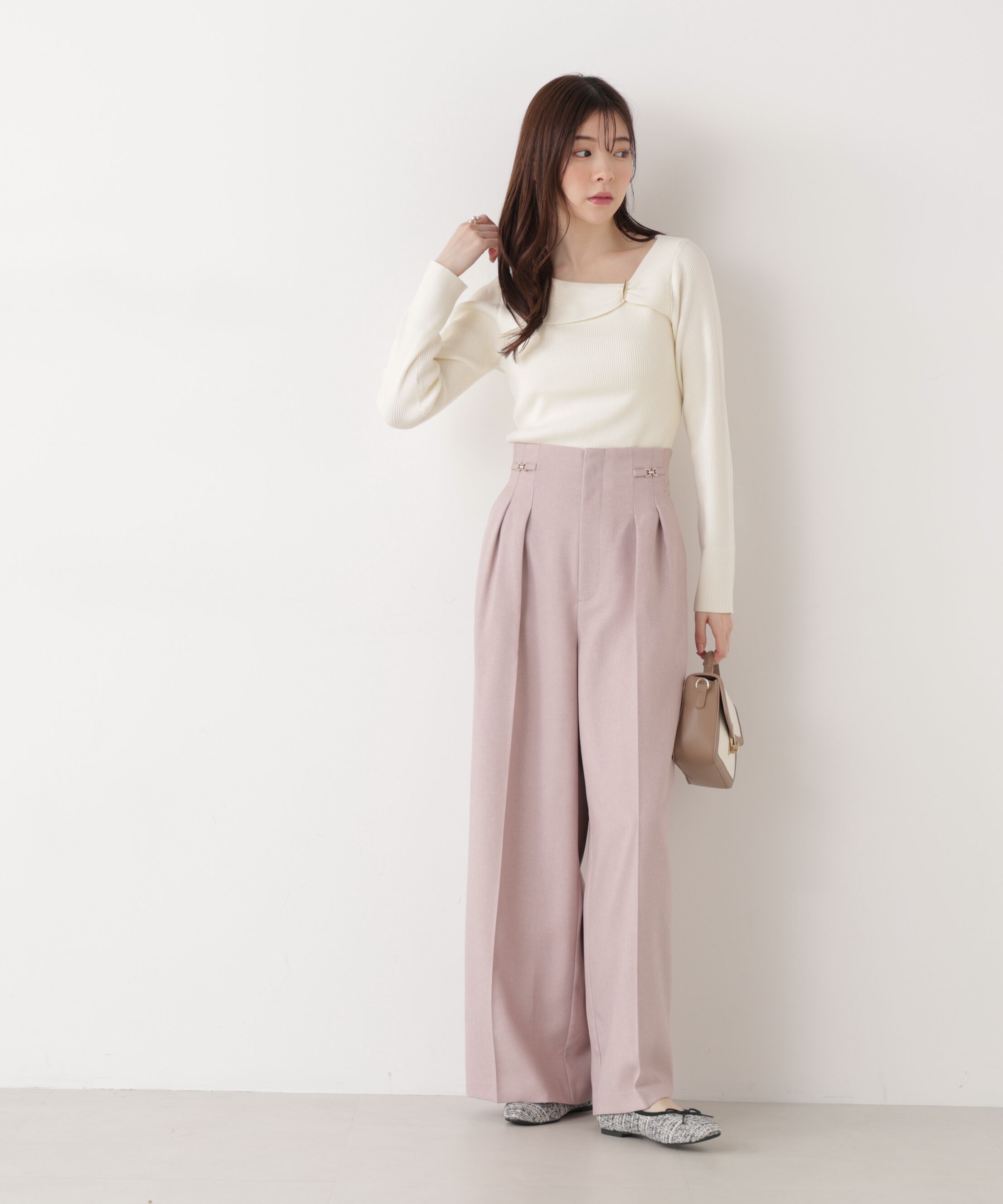 PROPORTION BODY DRESSING「バー付きアシメリブニット　　26SS」|ニット・セーター|