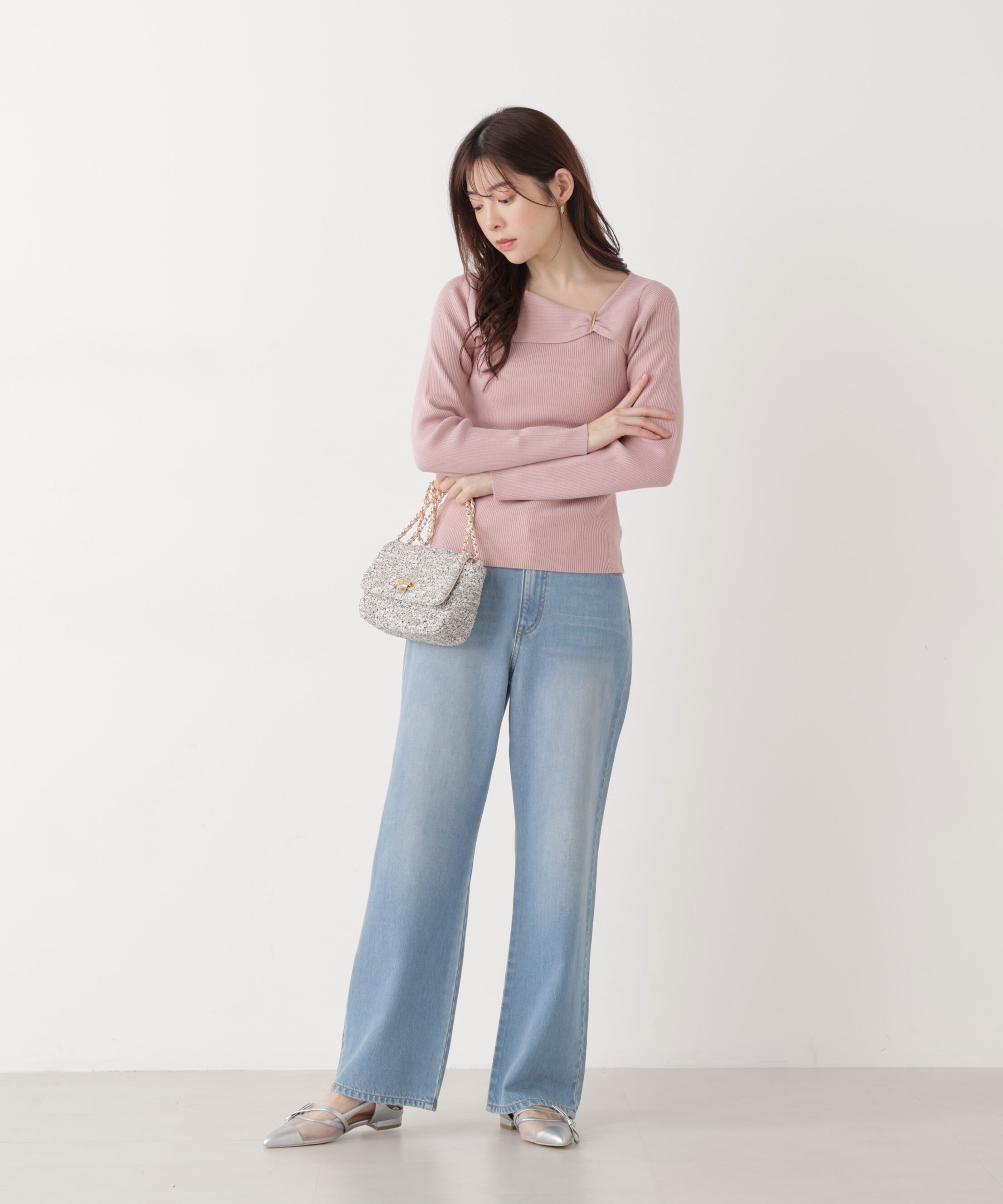 PROPORTION BODY DRESSING「バー付きアシメリブニット　　26SS」|ニット・セーター|