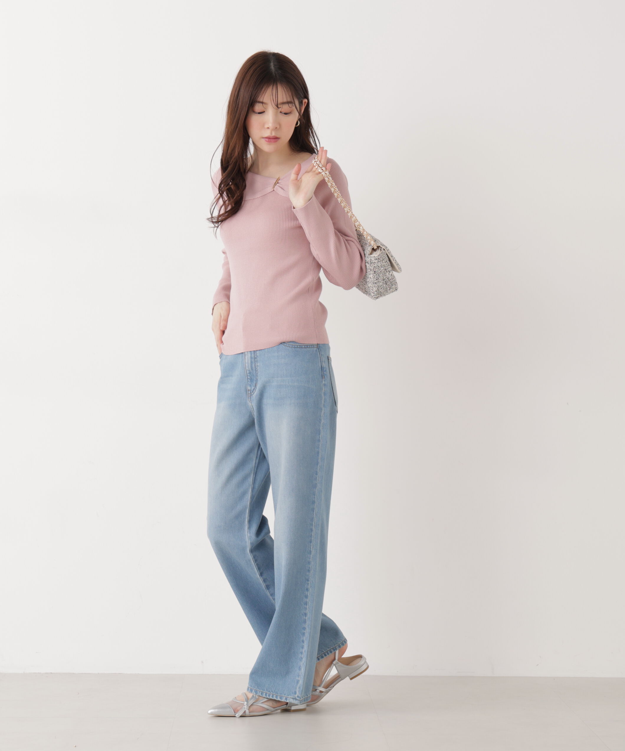 PROPORTION BODY DRESSING「バー付きアシメリブニット　　26SS」|ニット・セーター|