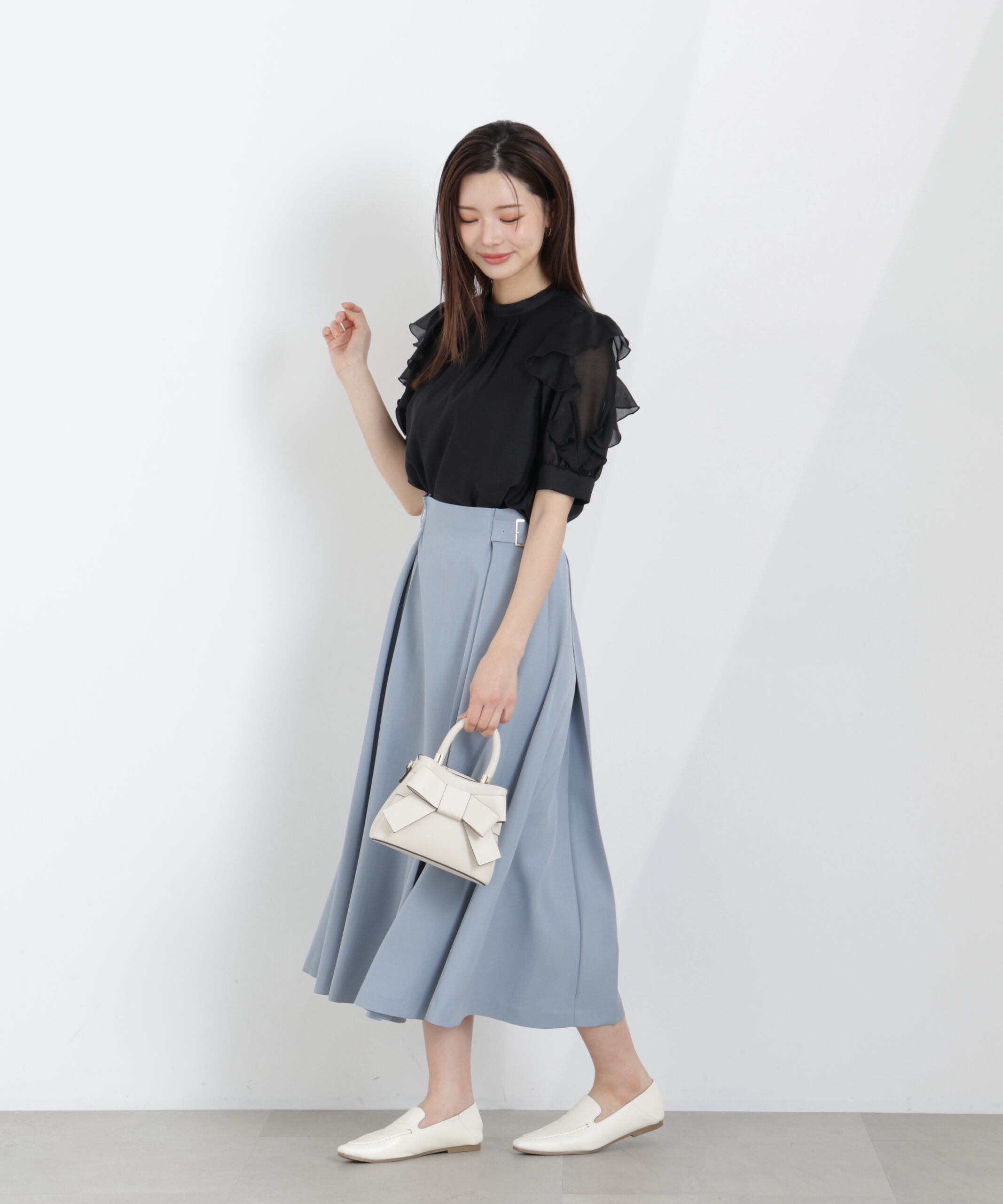 PROPORTION BODY DRESSING「サイドベルトフレアスカート　26SS」|スカート|