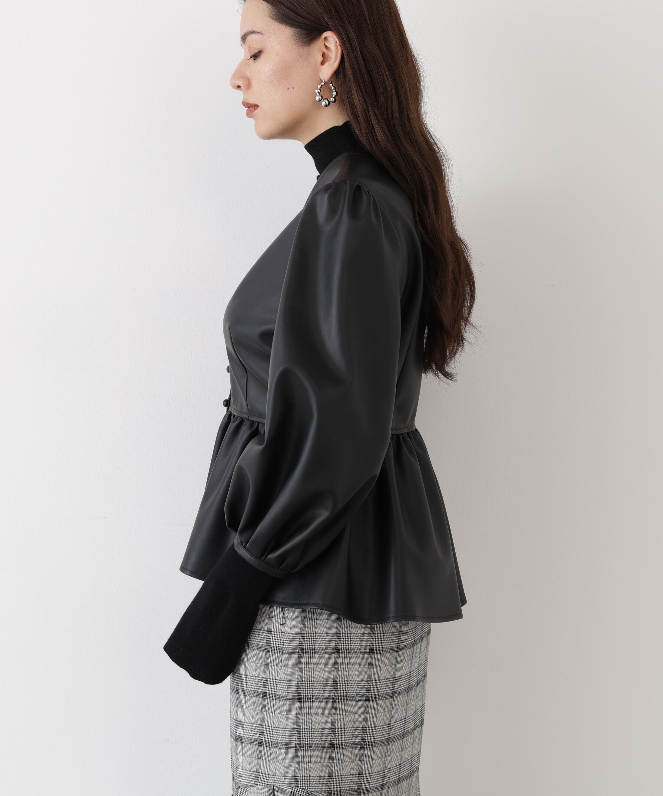  「◆フォーレザーペプラムブラウス」|シャツ・ブラウス|