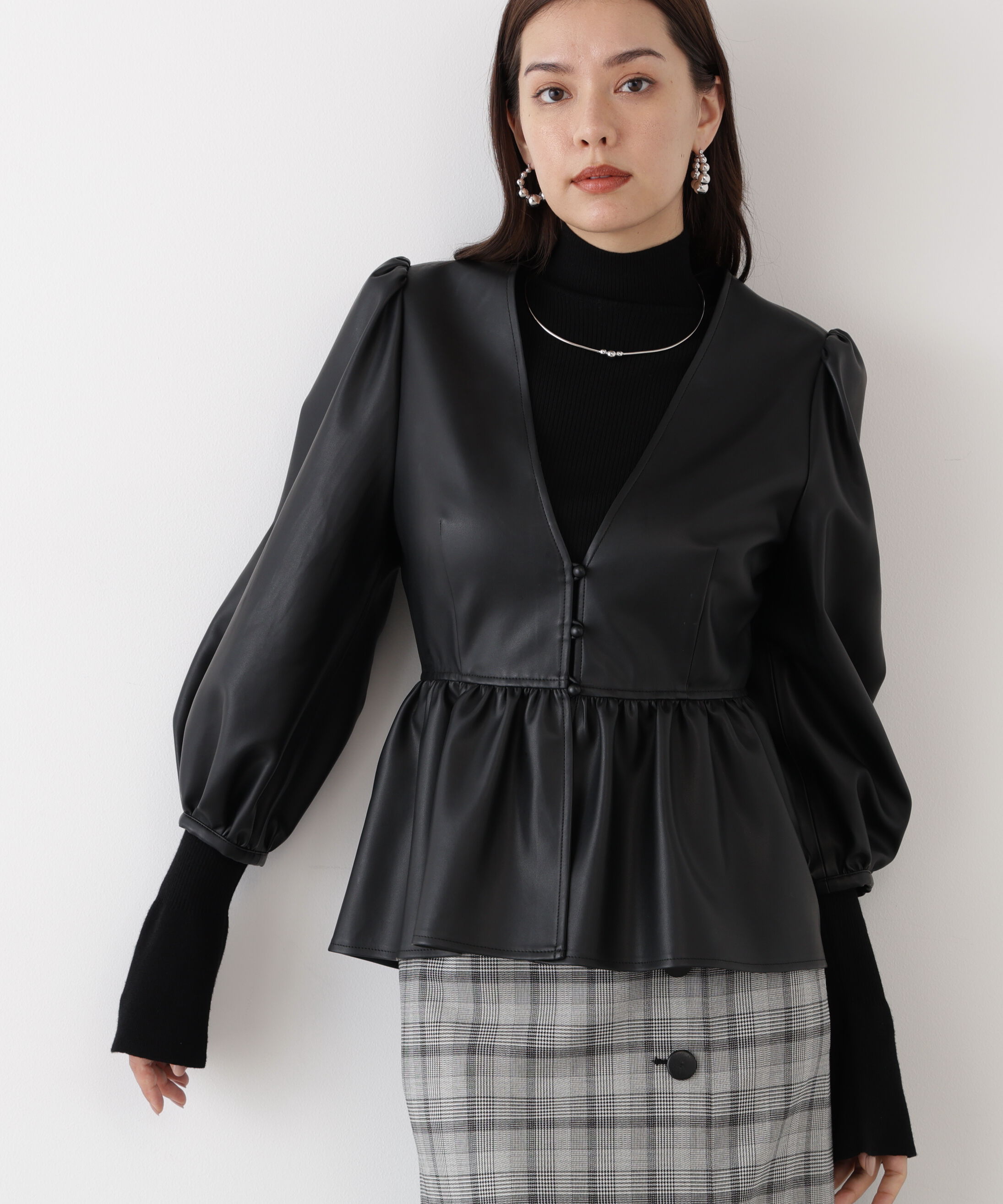  「◆フォーレザーペプラムブラウス」|シャツ・ブラウス|