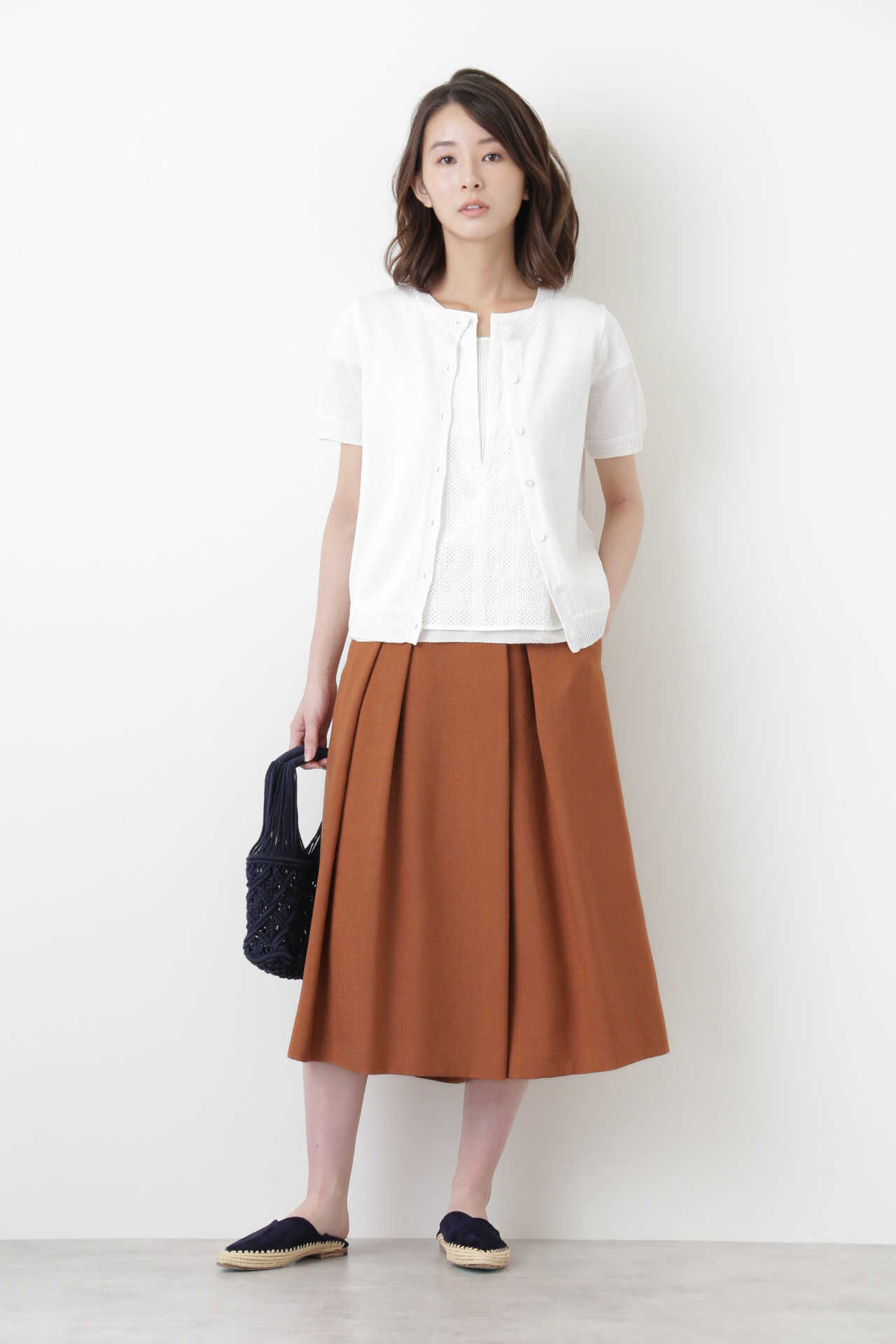  「[洗える]リネンライクオックススカーチョ」|スカート|