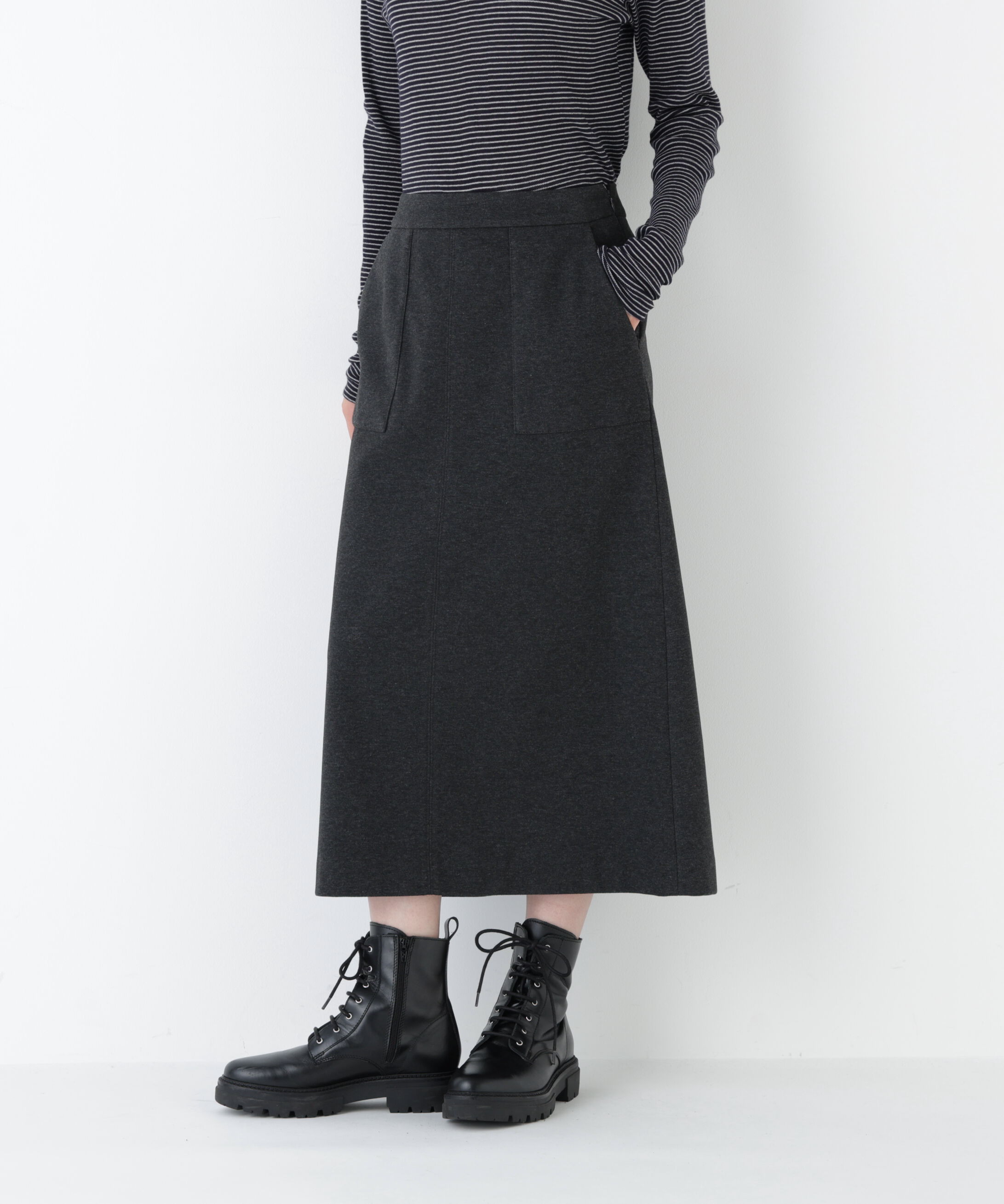  「◆ニードルパンチプルオーバースカート」|スカート|チャコール1