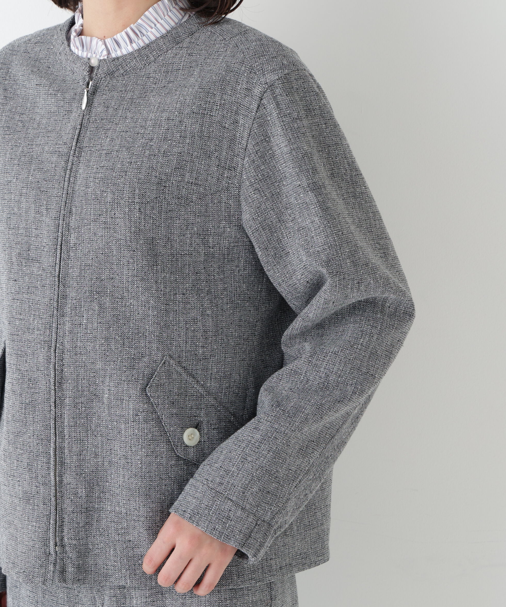  「◆《セットアップ可》リングツィードノーカラーブルゾン」|ブルゾン・スタジャン|