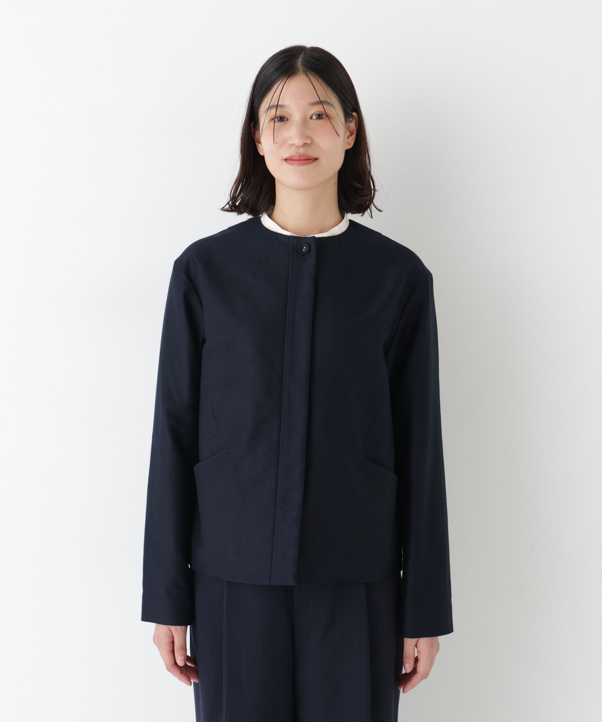  「◆《ウォッシャブル》ライトモールスキンノーカラージャケット」|ブルゾン・スタジャン|