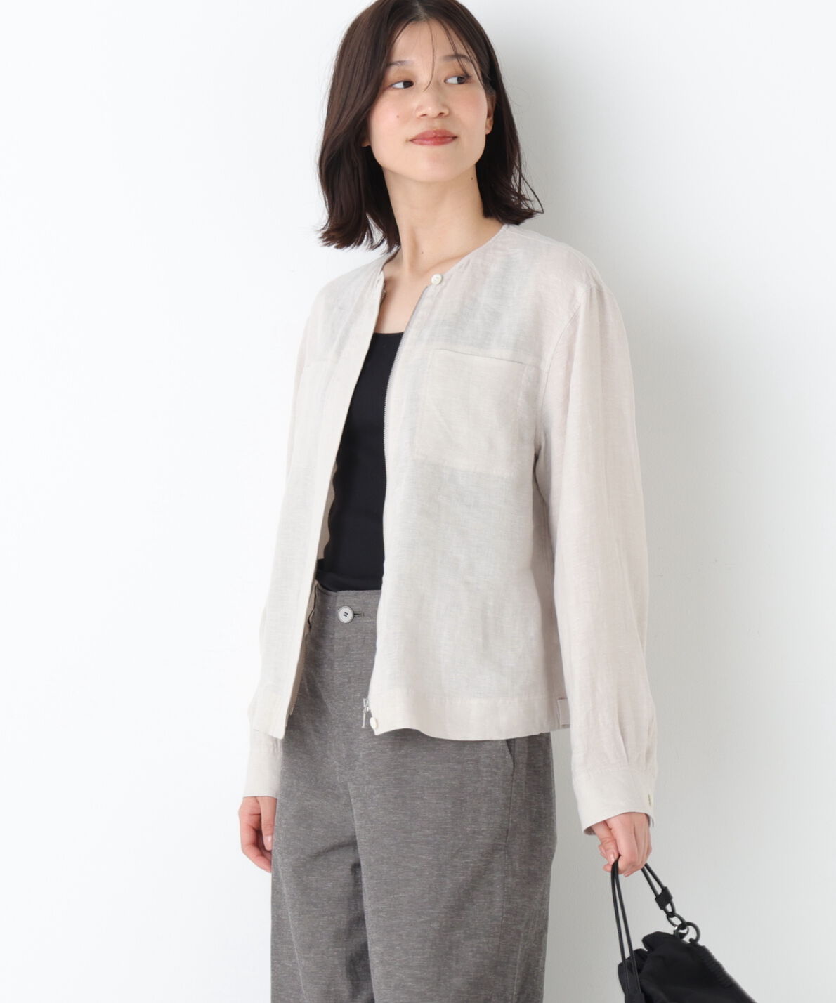  「◆ハードマンリネンノーカラーブルゾン」|ブルゾン・スタジャン|