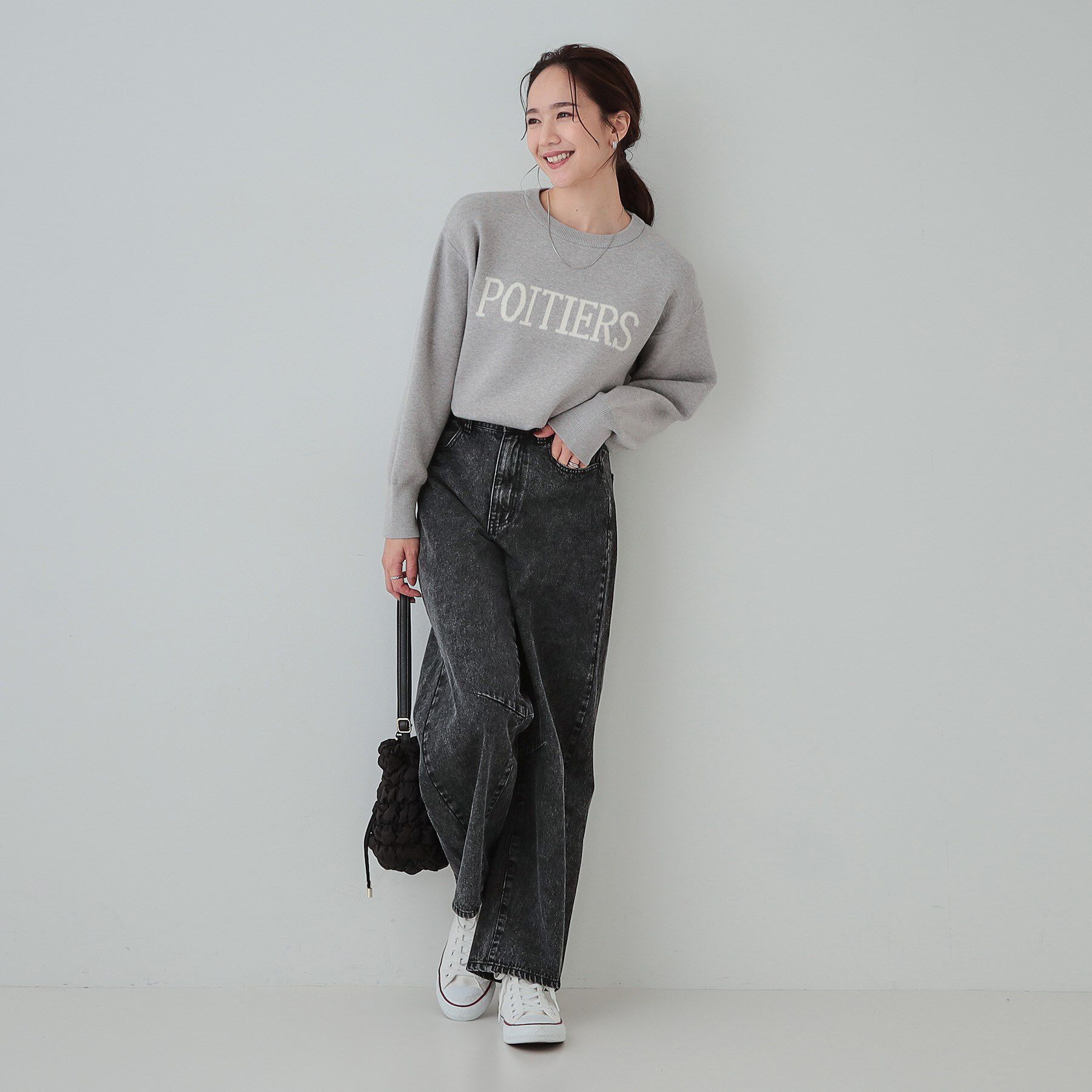 SHOO･LA･RUE「【洗える/ちくちくしにくい/静電気軽減】スウェットライク ロゴニット」|ニット・セーター|