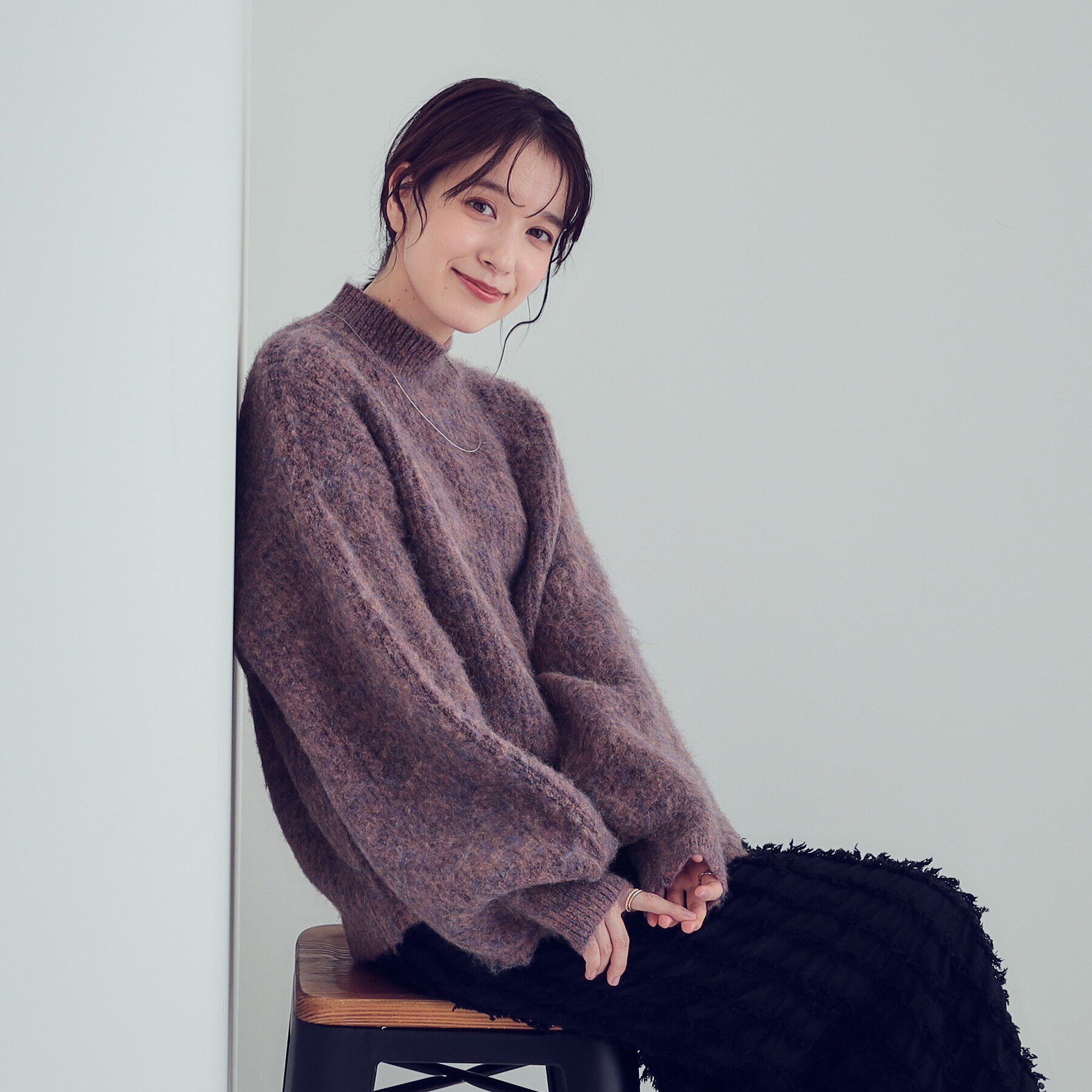 SHOO･LA･RUE「【S-LL/体型カバー】ふわふわMIXハイネックニット」|ニット・セーター|