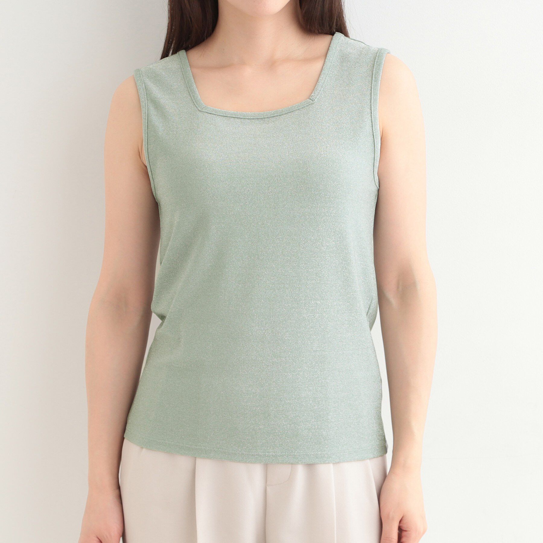 SHOO･LA･RUE「【洗える/S-LL】コーデのさりげないアクセントに　きらきらラメタンク」|キャミソール|
