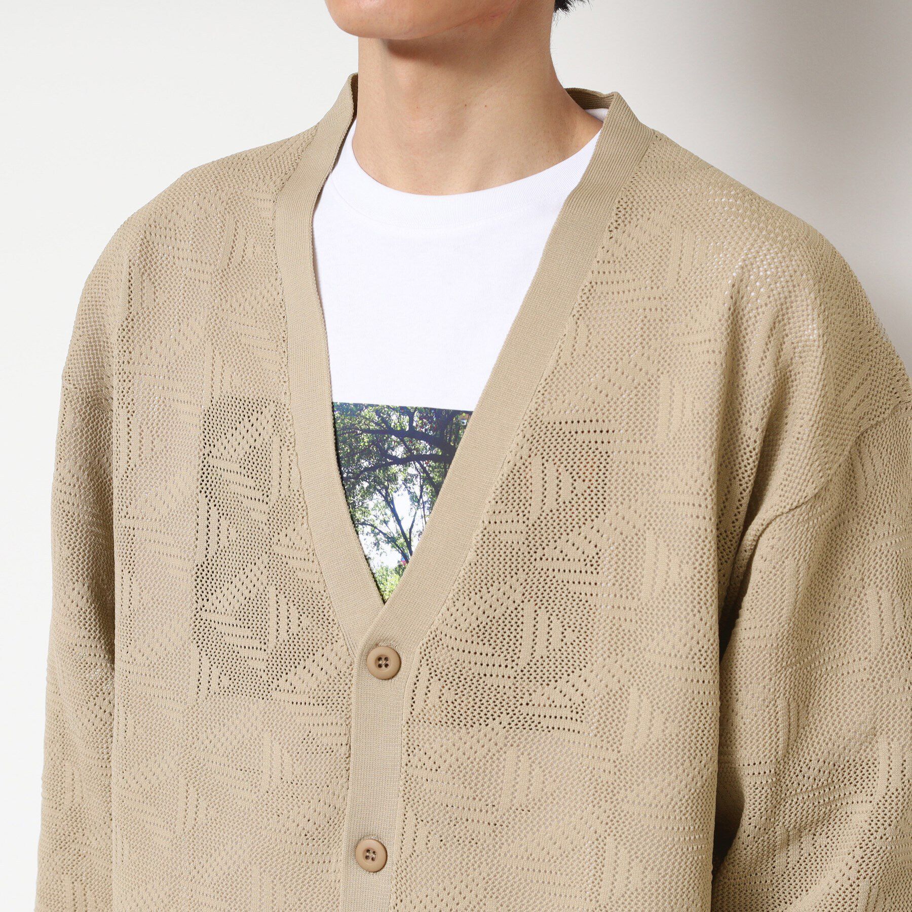 Dessin「【UV・洗える】透け柄ニットカーディガン」|カーディガン|