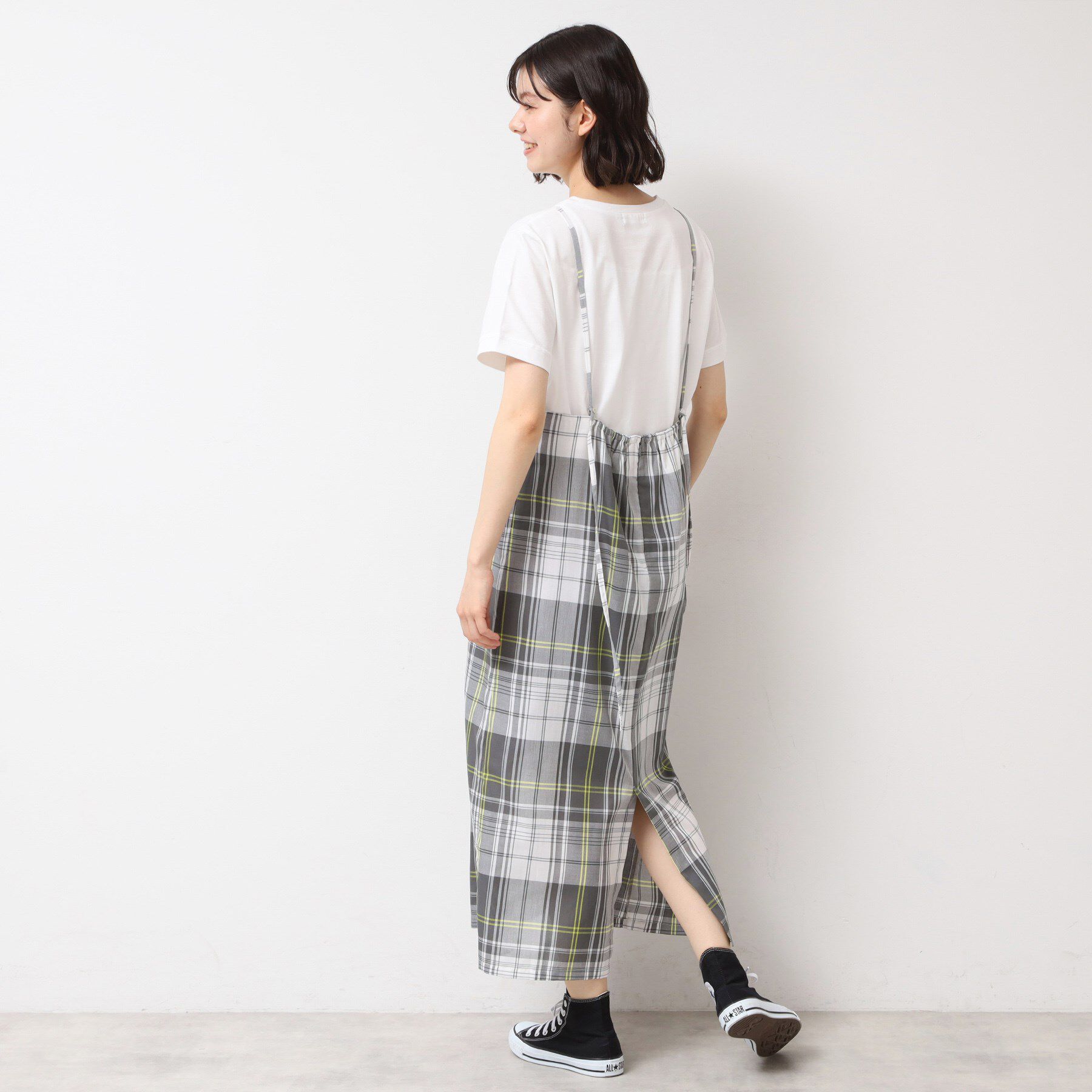 Dessin「【洗える】肩紐付きチェックスカート」|スカート|