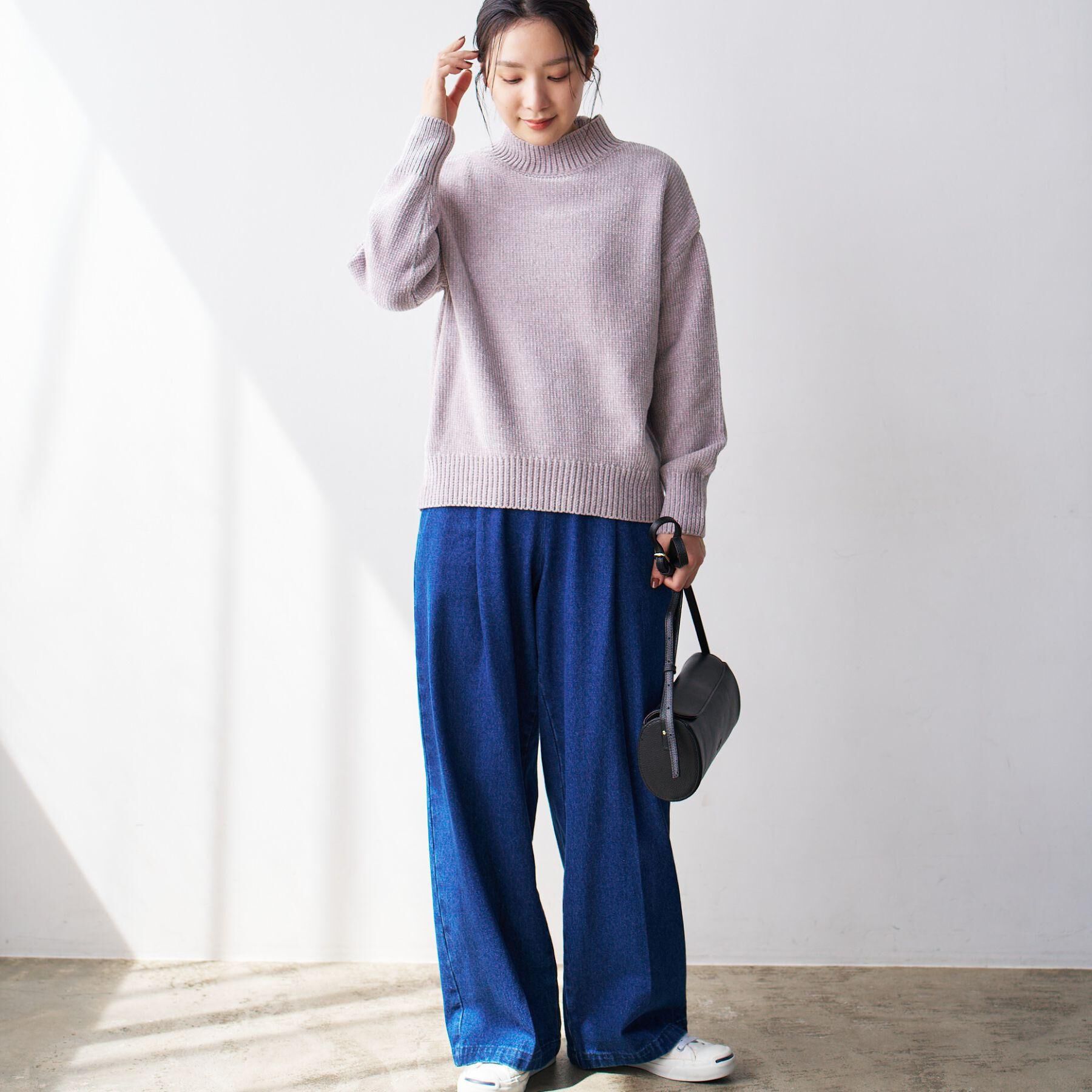 Dessin「【洗える】ハイネックベロアモールニット」|ニット・セーター|