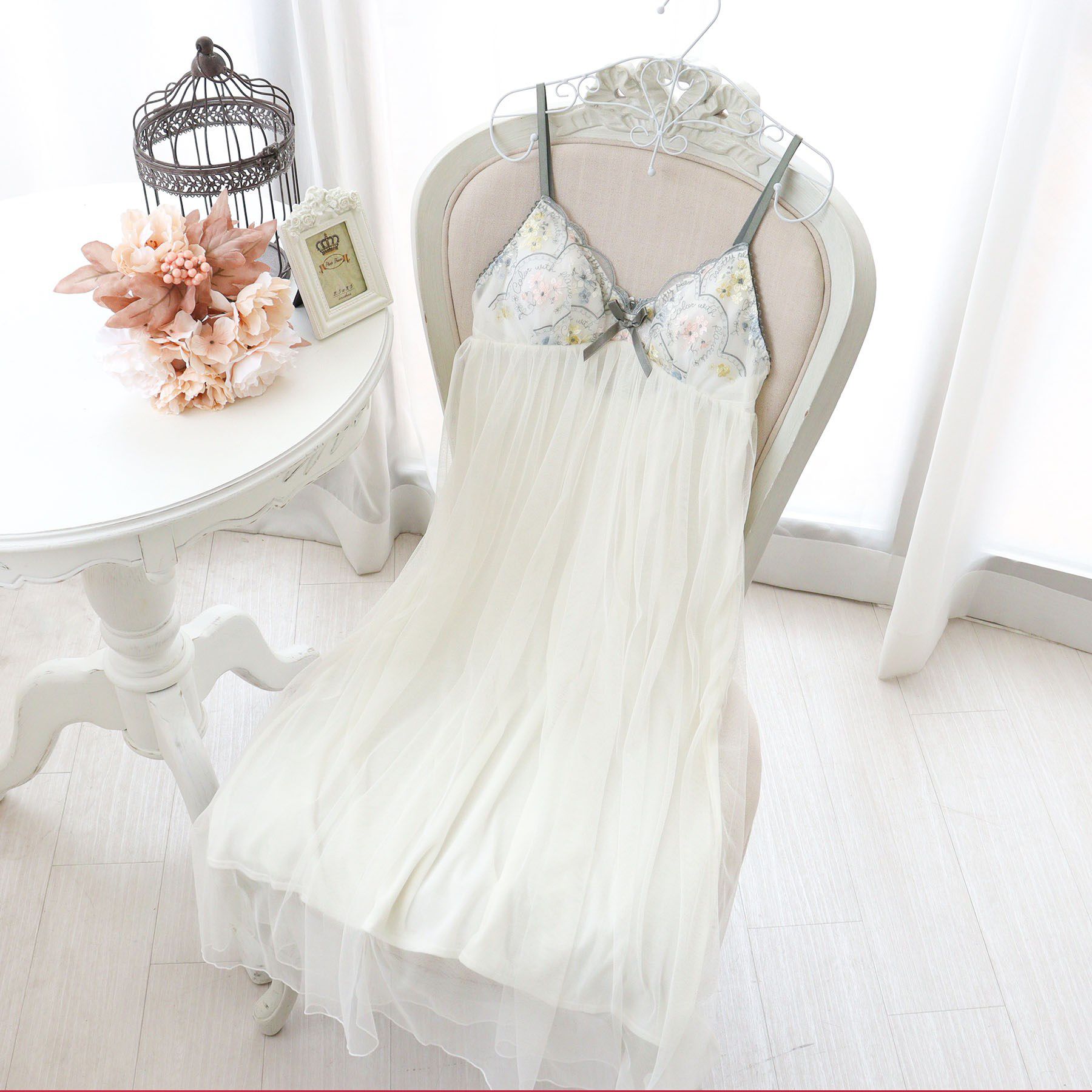 Risa Magli「フェリーチェ カップ付マキシワンピース」|インナー|アイボリー(004)