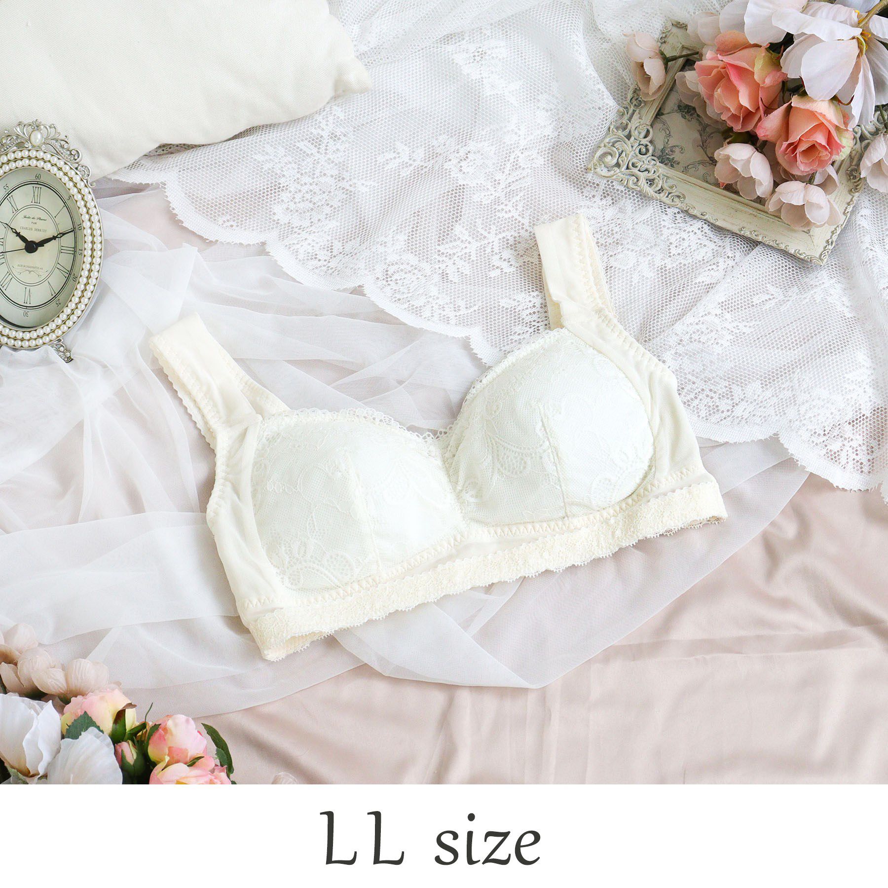 Risa Magli「フェリーチェ おやすみブラ （LL）」|インナー|アイボリー(004)