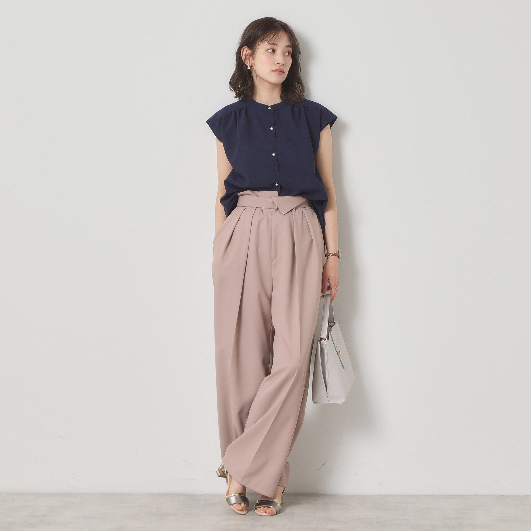 ITS&rsquo;DEMO「【清涼感／手洗い可】麻調前開きブラウス」|シャツ・ブラウス|