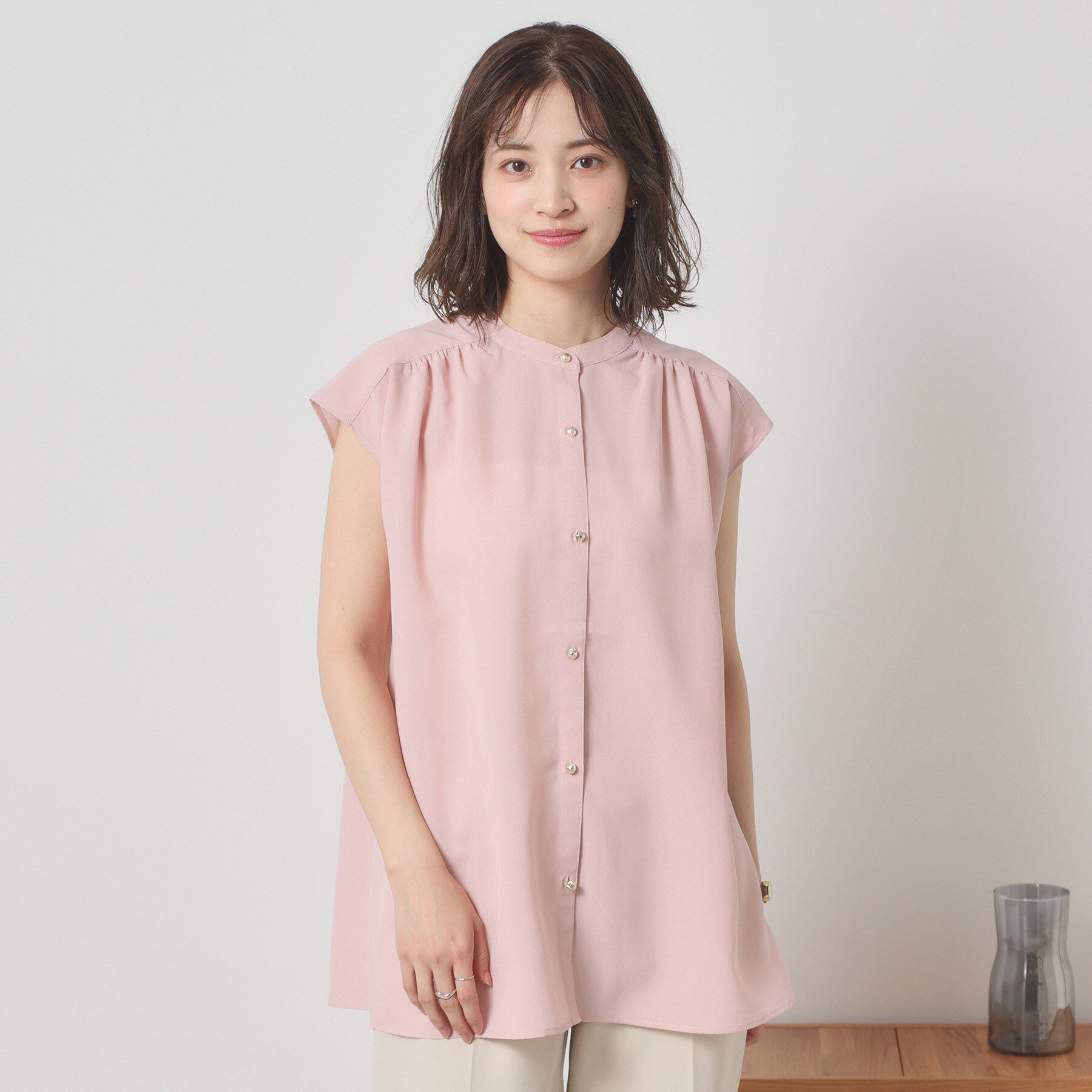 ITS&rsquo;DEMO「【清涼感／手洗い可】麻調前開きブラウス」|シャツ・ブラウス|