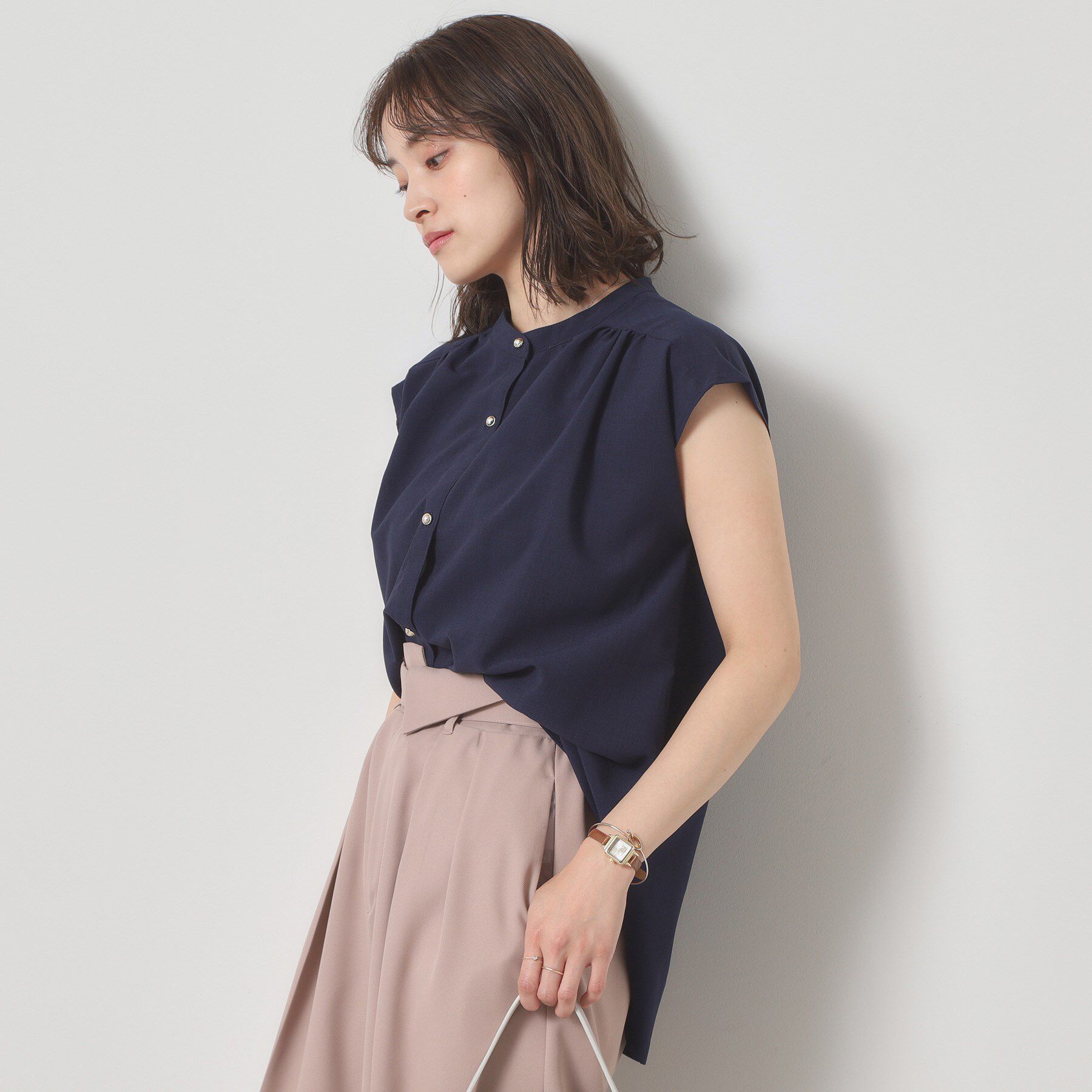 ITS&rsquo;DEMO「【清涼感／手洗い可】麻調前開きブラウス」|シャツ・ブラウス|