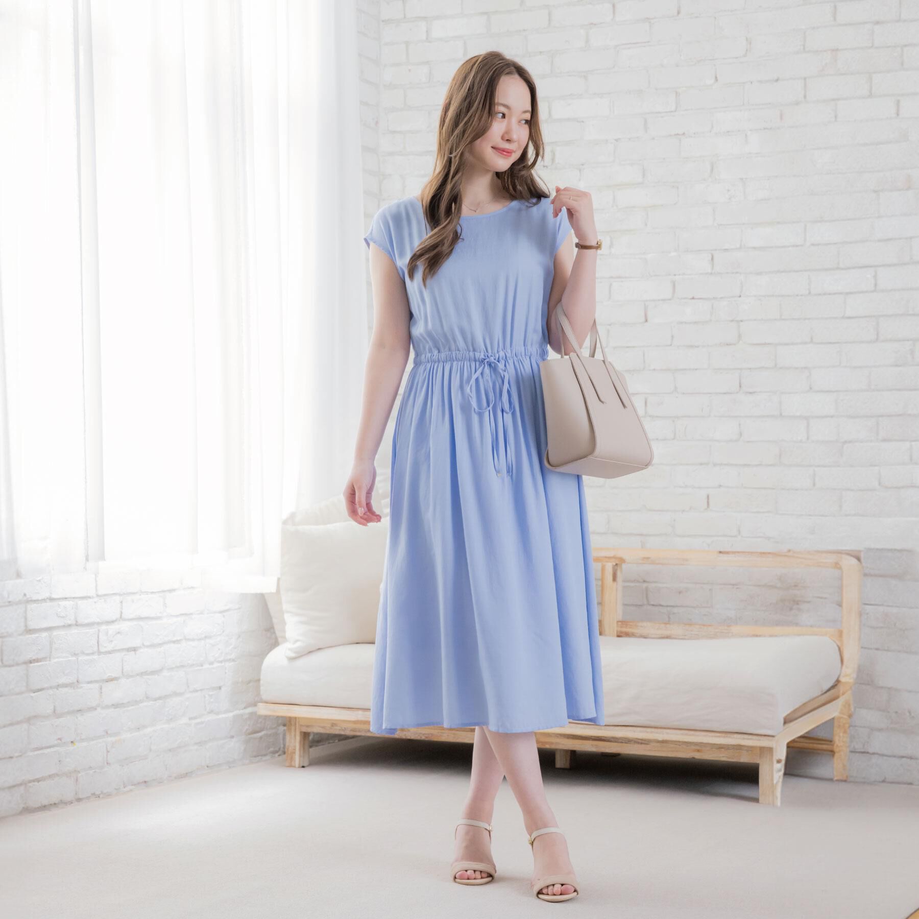 ITS&rsquo;DEMO「【さらりタッチ／手洗い可】強撚スラブブラウジングワンピース」|ワンピース|