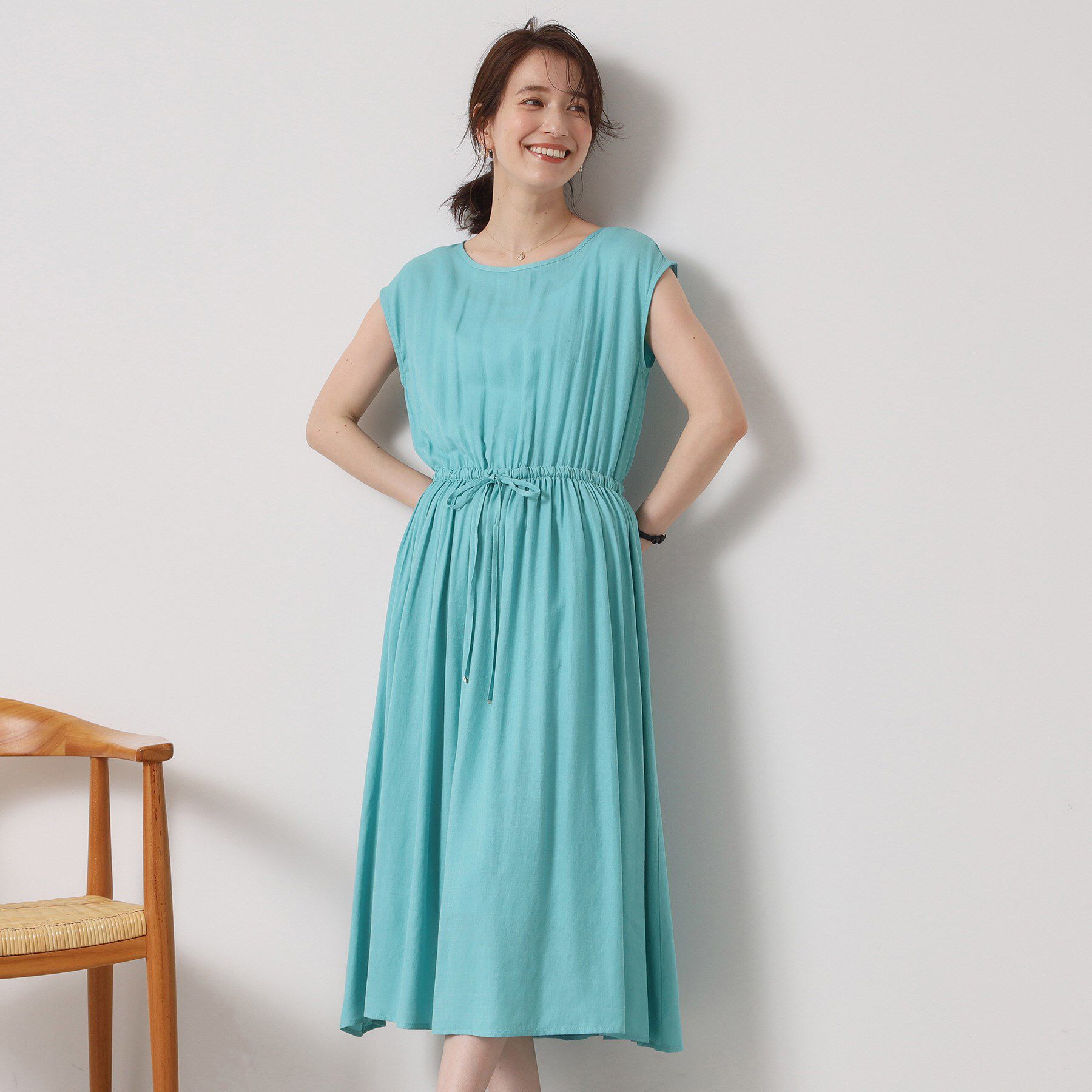 ITS&rsquo;DEMO「【さらりタッチ／手洗い可】強撚スラブブラウジングワンピース」|ワンピース|