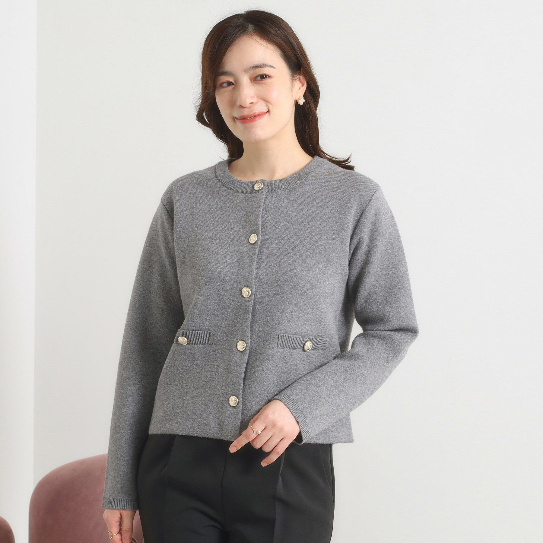 ITS&rsquo;DEMO「【手洗い可】ニットジャケット」|ノーカラージャケット|