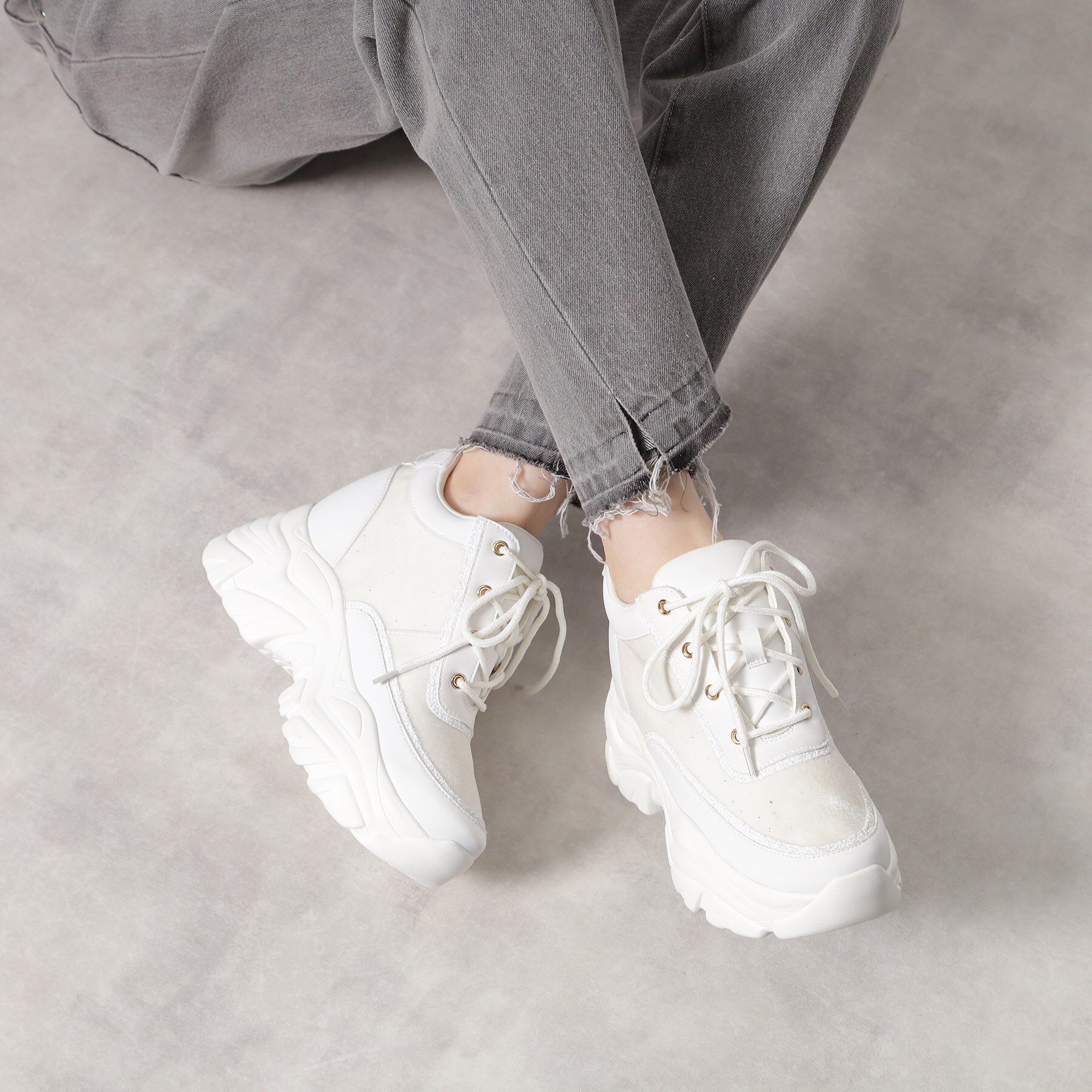 ESPERANZA「ベルベットラメスニーカー」|スニーカー|ホワイト(901)