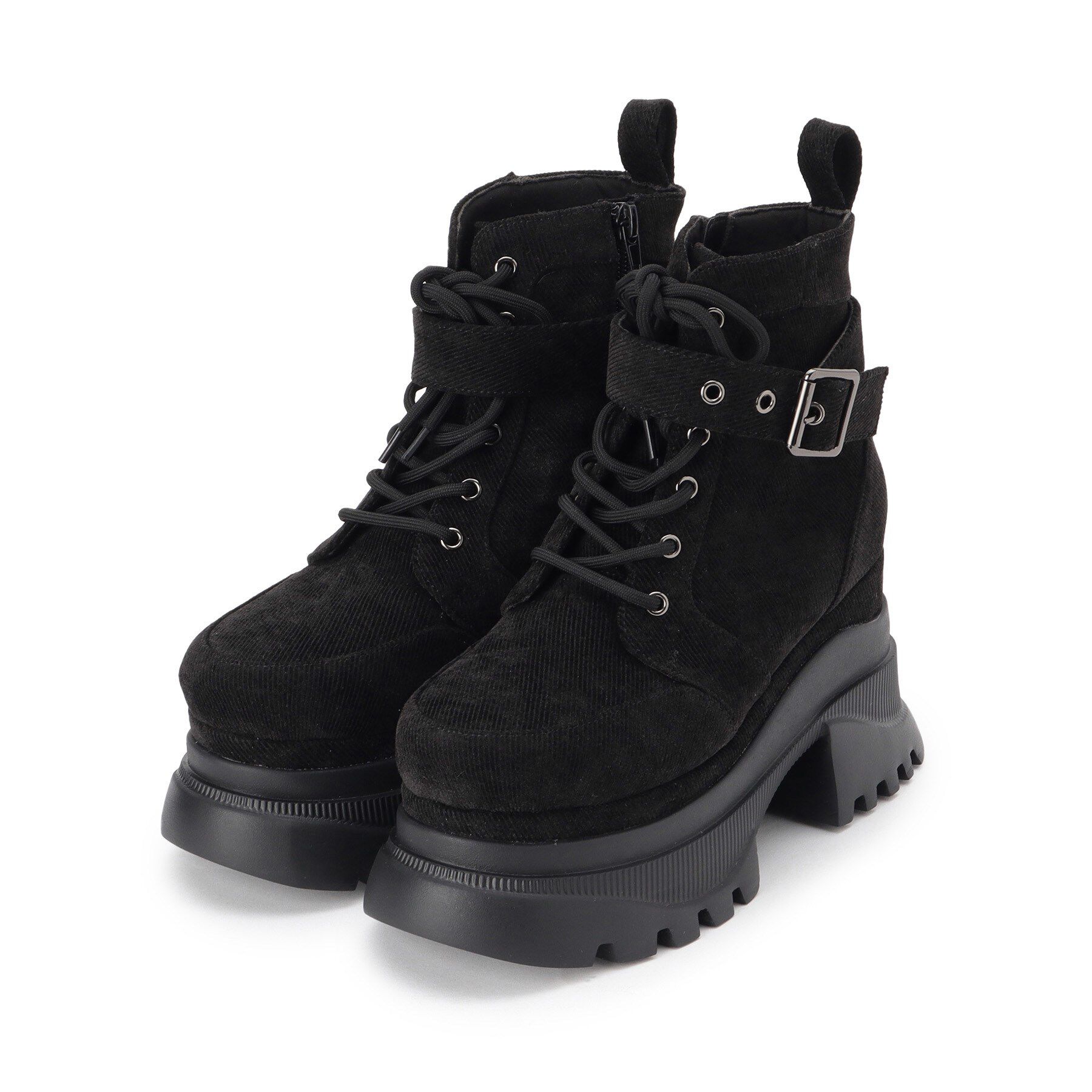 ESPERANZA「レースアップバックル厚底ブーツ」|ショートブーツ|