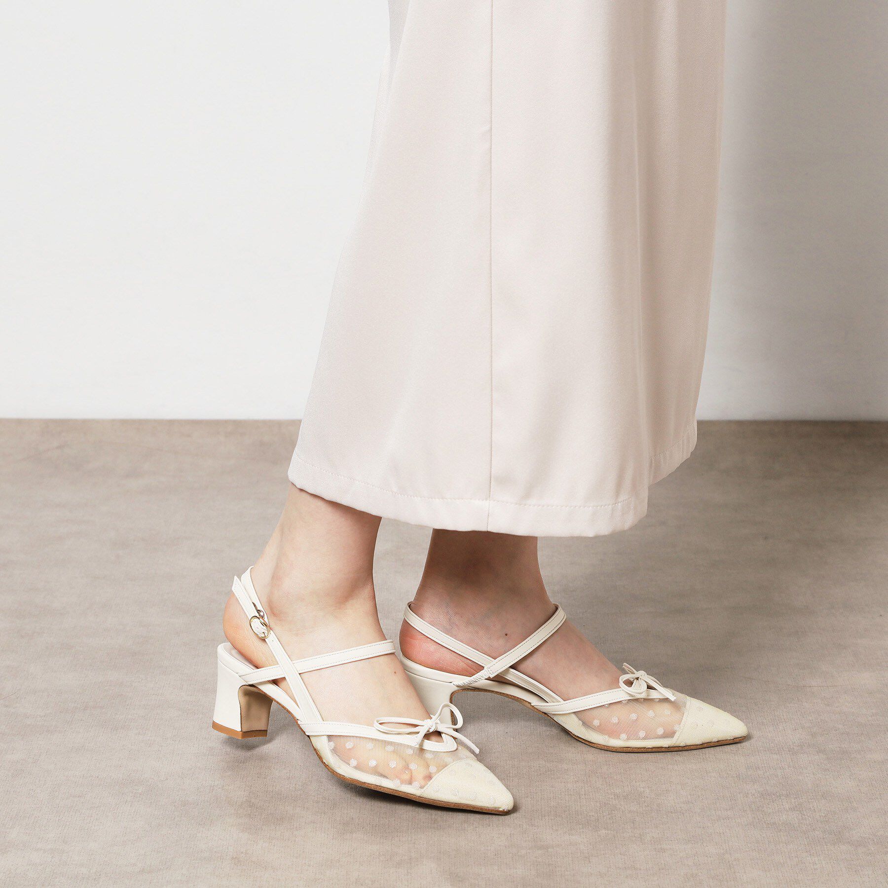 ESPERANZA「チュールリボンバックストラップパンプス」|パンプス|