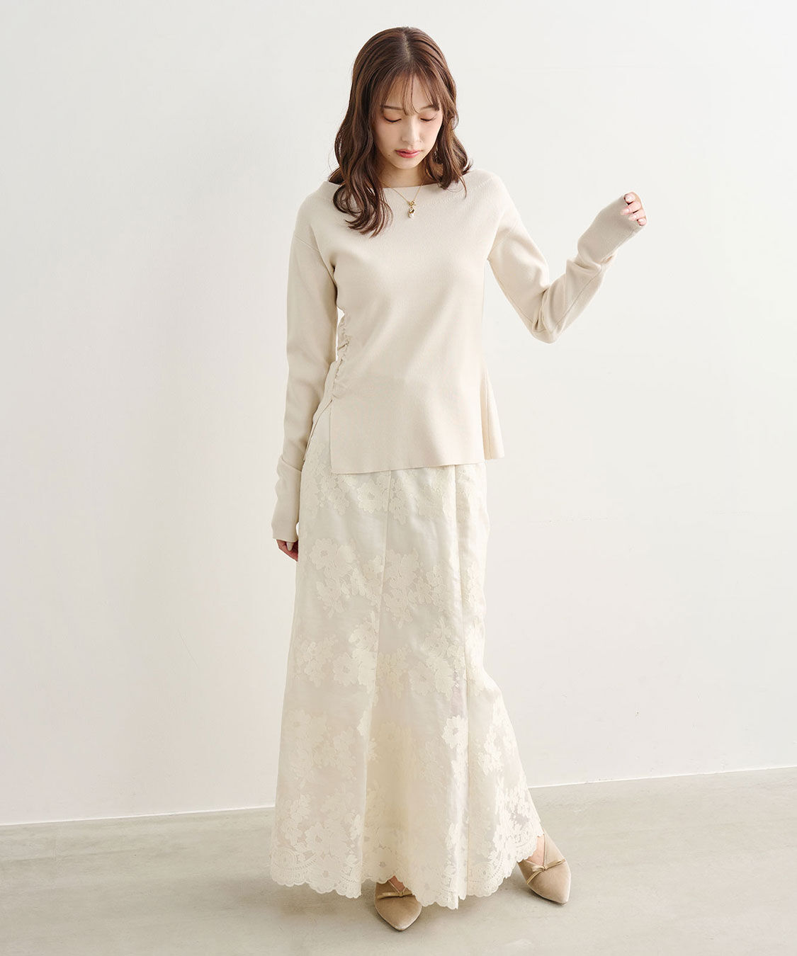 COCO DEAL「オフショルギャザーニット」|ニット・セーター|