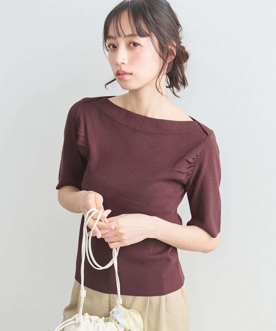 COCO DEAL「ギャザーニット」|ニット・セーター|ブラウン