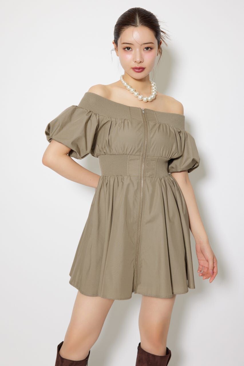 rienda「MA-1オフショルミニフレアワンピース」|ワンピース|