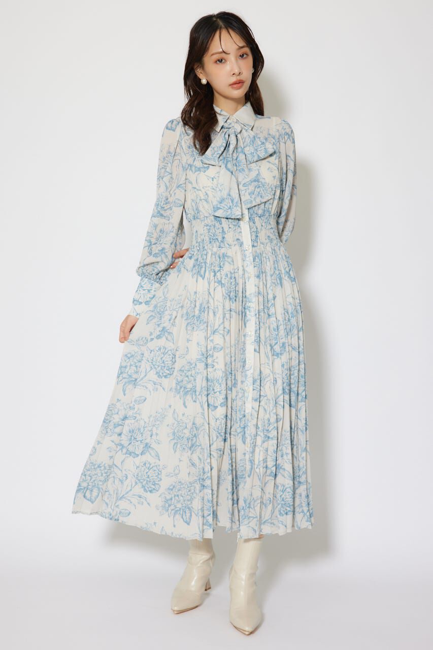 rienda「ラインフラワーボウタイワンピース」|ワンピース|柄BLU5