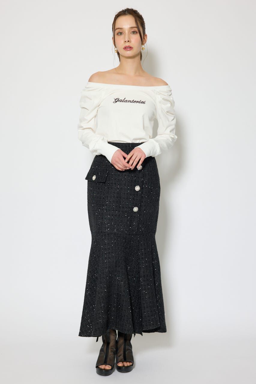 rienda「ラップスリットツイードマーメイドスカート」|スカート|