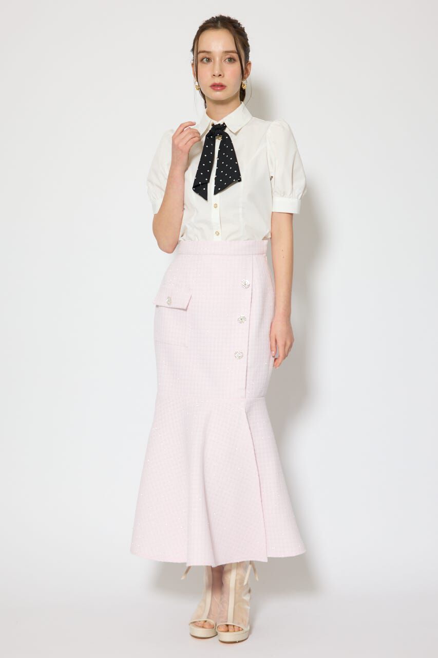 rienda「ラップスリットツイードマーメイドスカート」|スカート|