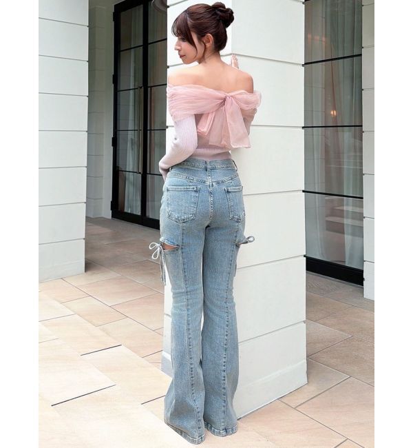 RESEXXY「カットアウトリボンデニムパンツ」|デニム|
