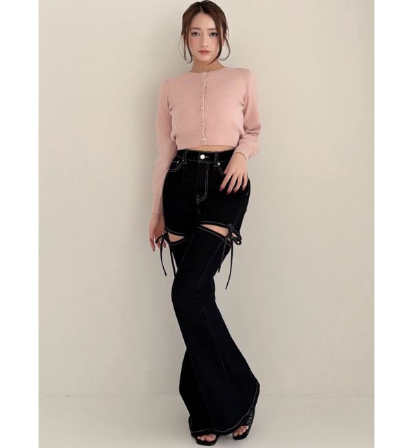 RESEXXY「カットアウトリボンデニムパンツ」|デニム|