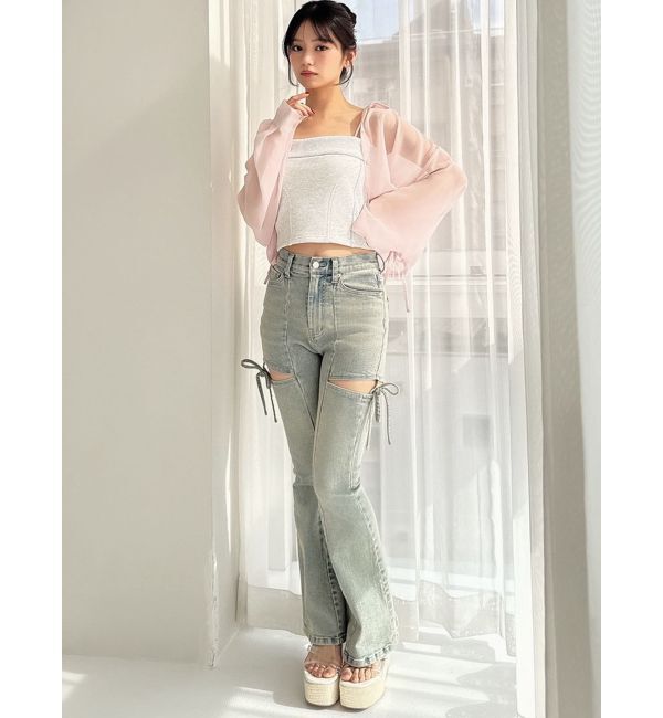 RESEXXY「カットアウトリボンデニムパンツ」|デニム|