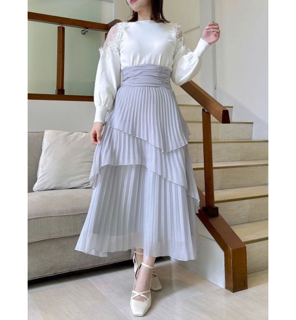 dazzlin「ランダムシアープリーツティアードスカート」|スカート|