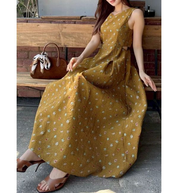 dazzlin「TOYジャカードカットアウトワンピース」|ワンピース|キャメル