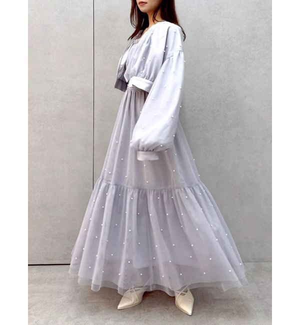 dazzlin「パールリボンチュールキャミワンピース」|ワンピース|