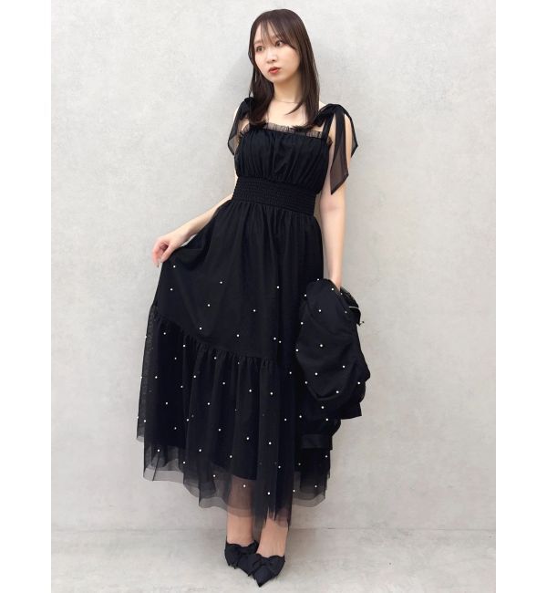 dazzlin「パールリボンチュールキャミワンピース」|ワンピース|