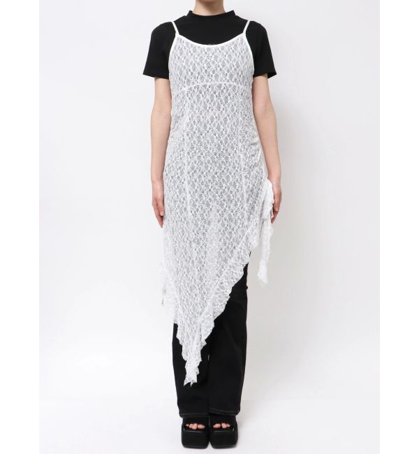 EMODA「ランダムヘムレースキャミワンピース」|ワンピース|ホワイト