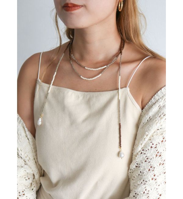 Ungrid「淡水パールビーズロングネックレス」|ネックレス|