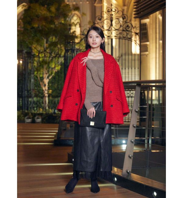 LAGUNAMOON「ヘムレースレイヤードハイウエストエコレザースカート」|スカート|