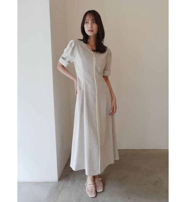 LAGUNAMOON「フロントジップVネックフレアワンピース」|ワンピース|