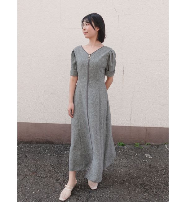 LAGUNAMOON「フロントジップVネックフレアワンピース」|ワンピース|