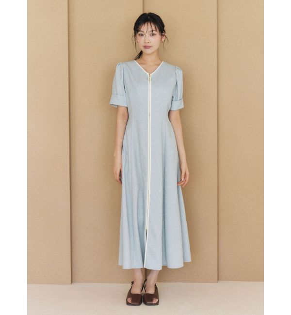 LAGUNAMOON「フロントジップVネックフレアワンピース」|ワンピース|