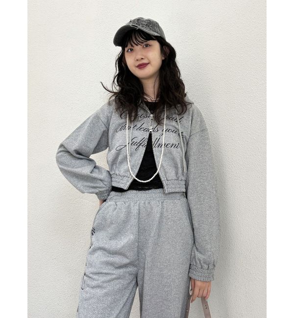 jouetie「【WEB限定】ラメクロップドZIPフーディー【セットアップ対応】」|パーカー|