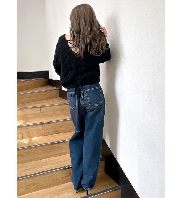 GYDA「BACKレースアップニットカーディガン」|カーディガン|