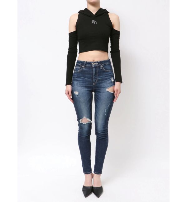 GYDA「GGフードショルダーオープンデザインショートトップス」|Tシャツ・カットソー|